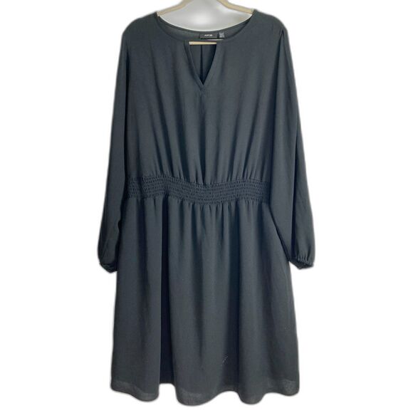 APT. 9 Dresses & Skirts - APT.9 Black Pleated Midi Dress XL Cold Shoulder Keyhole Lined Stretch Workwear